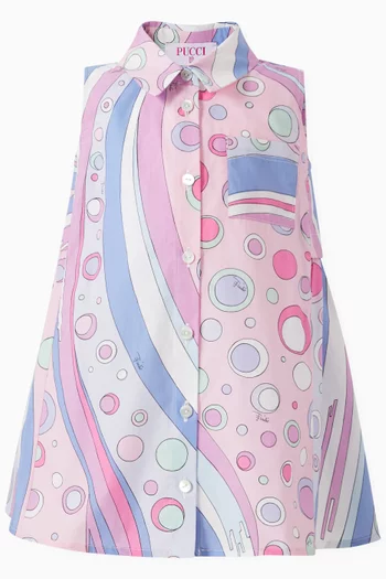 Abstract-print Dress in Cotton