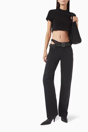 Dip-side Lace-undie Jeans in Denim
