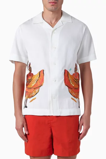 Dancing Ladies Embroidered Shirt in Tercel