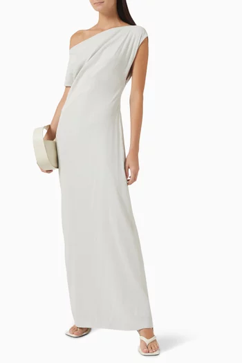 Asymmetric Off-shoulder Maxi Dress in Jersey