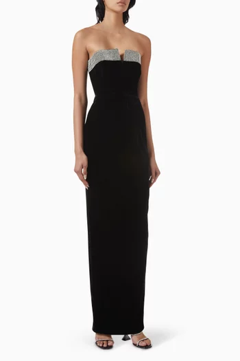 Venecia Embellished-trim Gown in Velvet