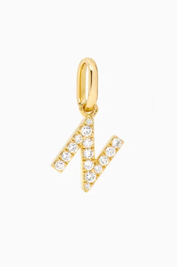 Letter 'N' Diamond Charm in 18kt Yellow Gold