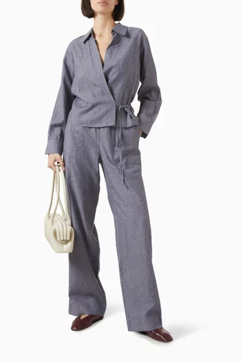 Collared Wrap Top in Viscose-blend