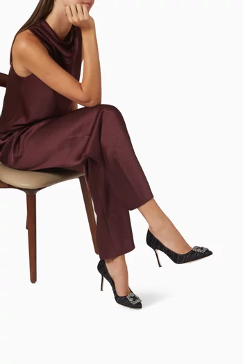 Hangisi 90 Buckle Pumps in Pleated Satin