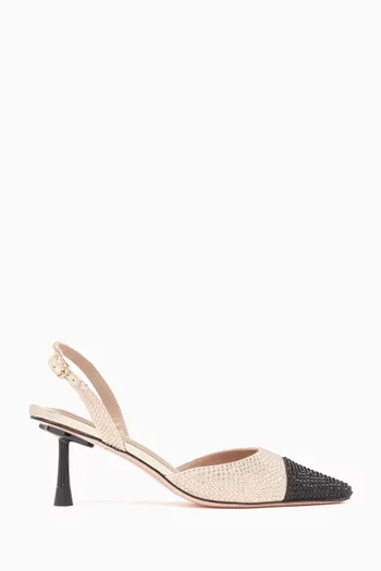 Belize 60 Crystal Slingback Pumps in Satin & Leather