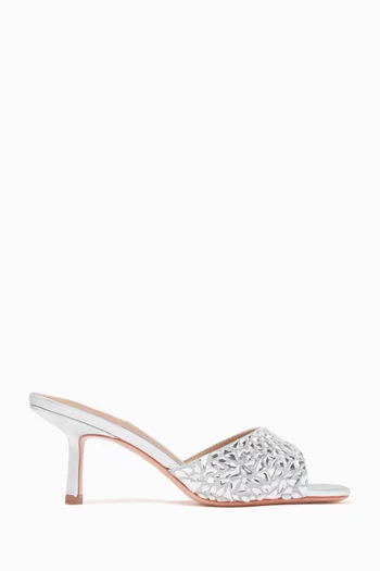 Alastair 70 Embellished Mule Sandals in Metallic Leather