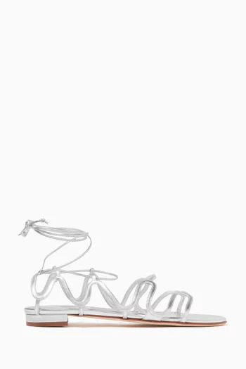 Fawda Lace-up Sandals in Metallic Nappa Leather