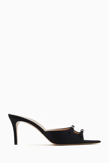 حذاء كارول مفتوح ومرصع بالكريستال بكعب 75 مم ستان