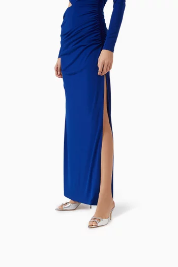 حذاء مفتوح كارول مرصع بالكريستال بكعب 75 مم جلد لامع