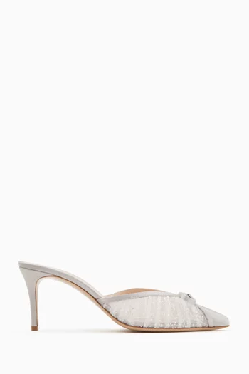 Kris 75 Glitter Bow Mules in Satin and Tulle