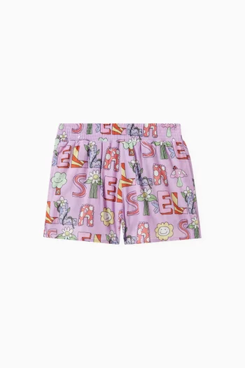 Graphic-print Shorts in Organic Cotton