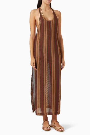 Sana Striped Maxi Dress in Mesh-knit