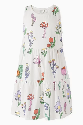 Floral & Mushroom Print Dress