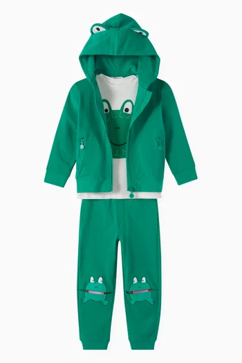 Frog Pop Up Eyes Hoodie in Organic Cotton