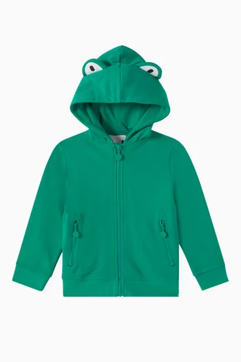 Frog Pop Up Eyes Hoodie in Organic Cotton