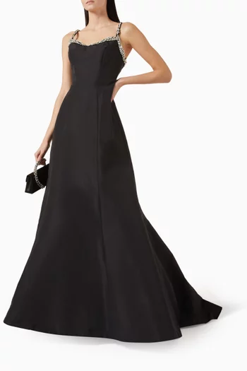 Crystal-embellished Trumpet Gown in Faille