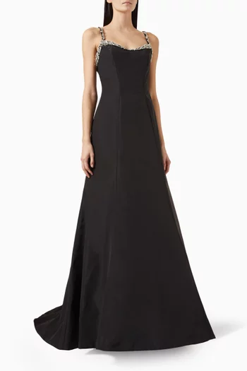 Crystal-embellished Trumpet Gown in Faille