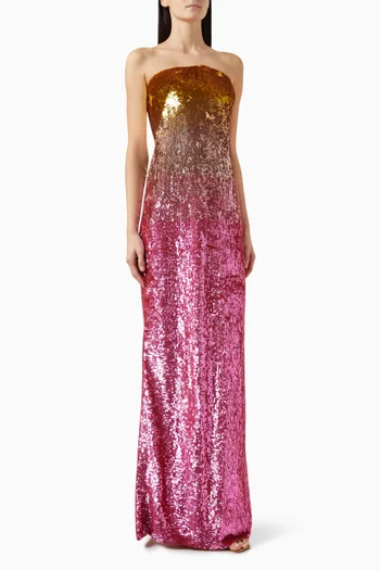 Strapless Sequin-embellished Gown