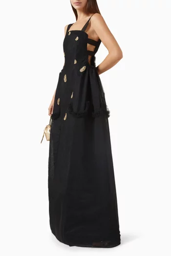 Contrast Embellished Gown in Tulle