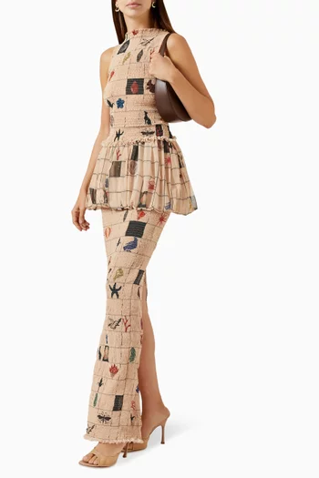 Polar Tattoo Maxi Skirt in Tulle Jersey