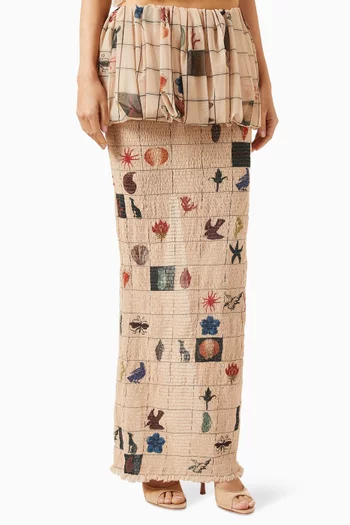 Polar Tattoo Maxi Skirt in Tulle Jersey