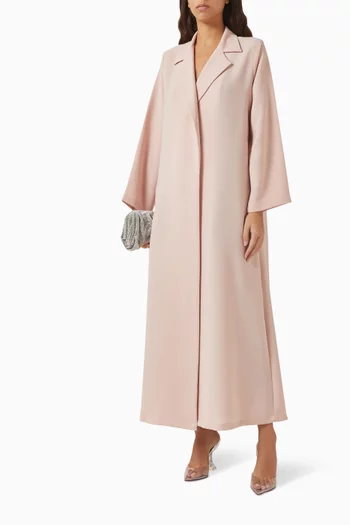 Notched Collar Abaya in Polycrepe