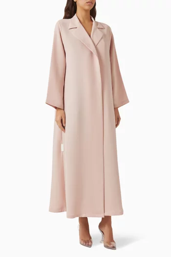 Notched Collar Abaya in Polycrepe