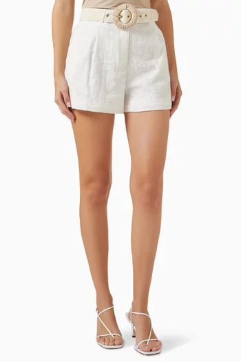High-waisted Belted Shorts