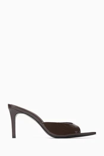 BREA POINTY TOE SLIPPER MULE SET IN PATENT LEATHER, ON A STRAIGHT STILETTO HEEL 80MM:DARK BROWN:39|218628317
