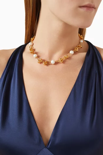 Gira Pearl Necklace in 18kt Gold-plated Brass