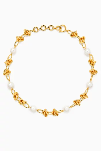Gira Pearl Necklace in 18kt Gold-plated Brass