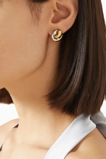 Knot Earrings in 18kt Gold & Rhodium-plated Brass