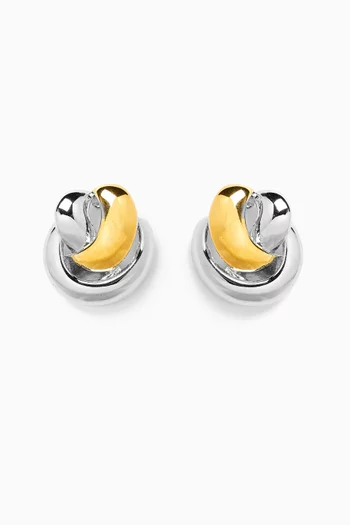 Knot Earrings in 18kt Gold & Rhodium-plated Brass