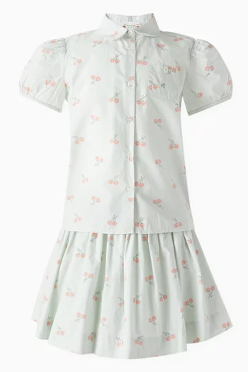 Ava Printed Blouse in Organic Cotton-poplin