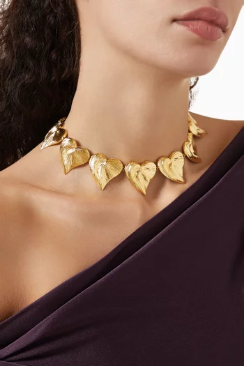 Solid Hearts Choker in 24kt Gold-plated Brass