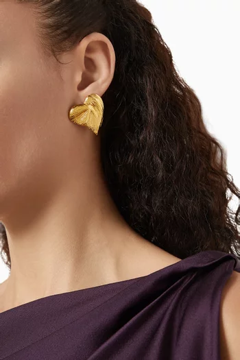 Solid Heart Earrings in 24kt Gold-plated Brass