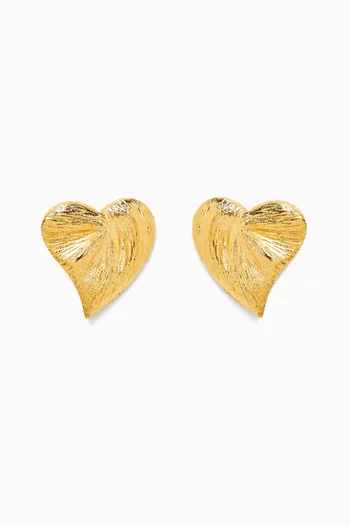 Solid Heart Earrings in 24kt Gold-plated Brass