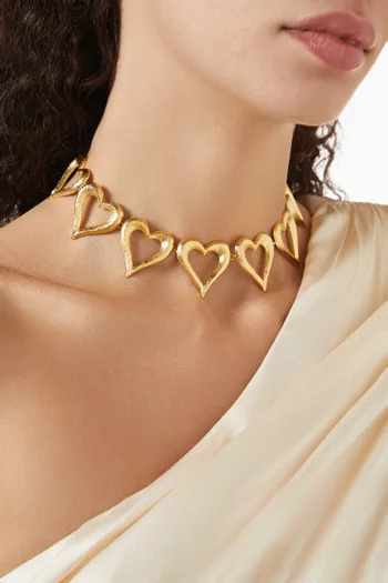 Open Heart Necklace in 24kt Gold-plated Brass
