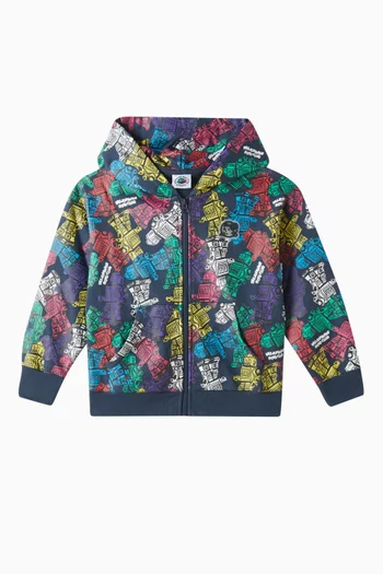 Robot Zip-through Hoodie in Cotton