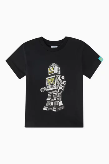 Walking Robot Graphic T-shirt in Cotton