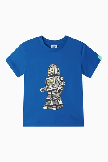 Walking Robot Graphic T-shirt in Cotton