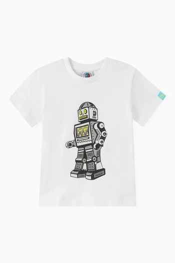Walking Robot Graphic T-shirt in Cotton