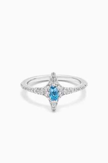 Diamond & Topaz Ring in 18kt White Gold