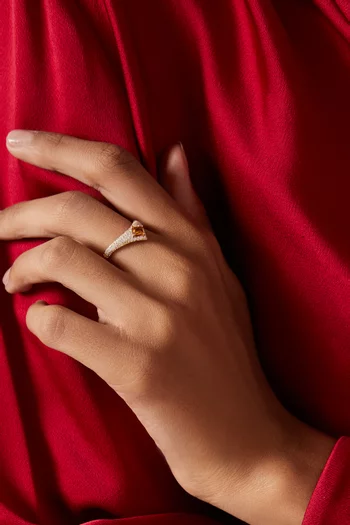 Selene Tidal Diamond & Citrine Ring in 18kt Yellow Gold