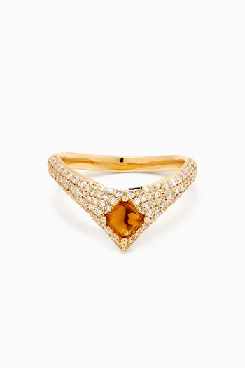 Selene Tidal Diamond & Citrine Ring in 18kt Yellow Gold