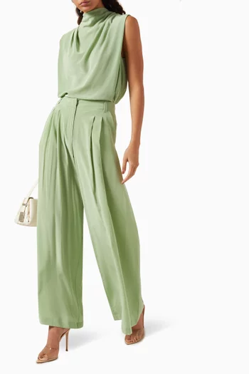 Sedia Wide-leg Pants in Silk Crepe de Chine
