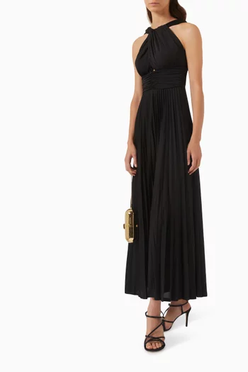 Glassa Pleated Maxi Dress in Jersey