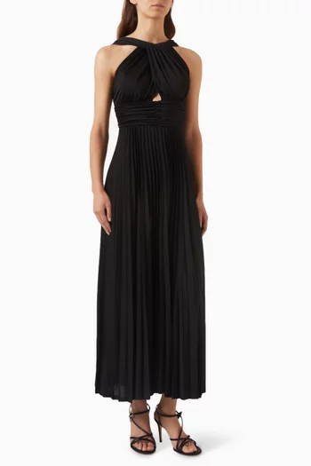 Glassa Pleated Maxi Dress in Jersey