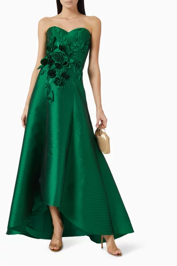 Embellished High-low Gown in Gazar