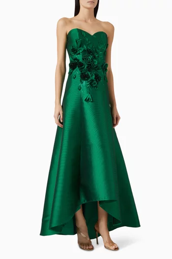 Embellished High-low Gown in Gazar
